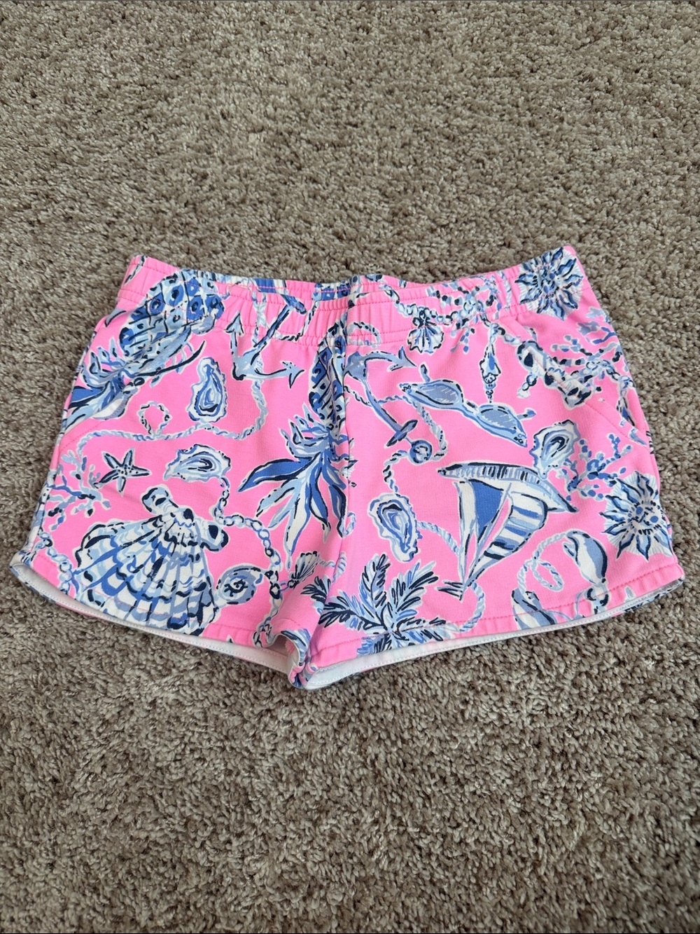 Lilly Pulitzer Pink Seashell Print Athletic Shorts